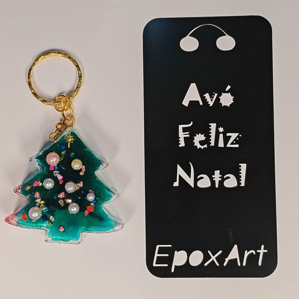 🎄 Porta chaves Árvore de Natal em Resina com Pérolas e Rena Vermelha - 7,00 € - PORTES GRÁTIS