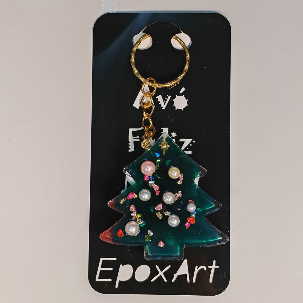 🎄 Porta chaves Árvore de Natal em Resina com Pérolas e Rena Vermelha - 7,00 € - PORTES GRÁTIS