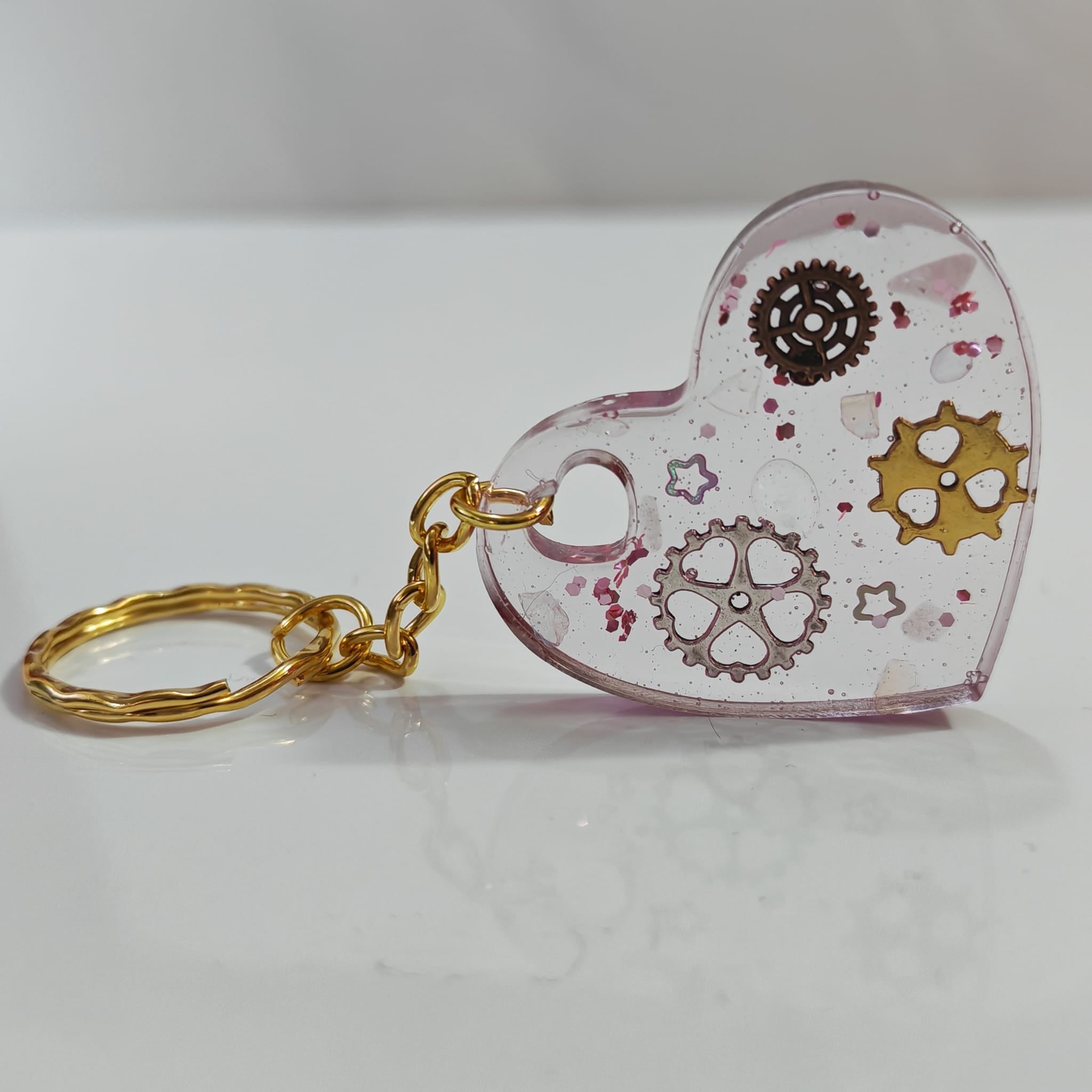 💜 Porta chaves Coração com Engrenagens em Resina  - 5,50 € - PORTES GRÁTIS