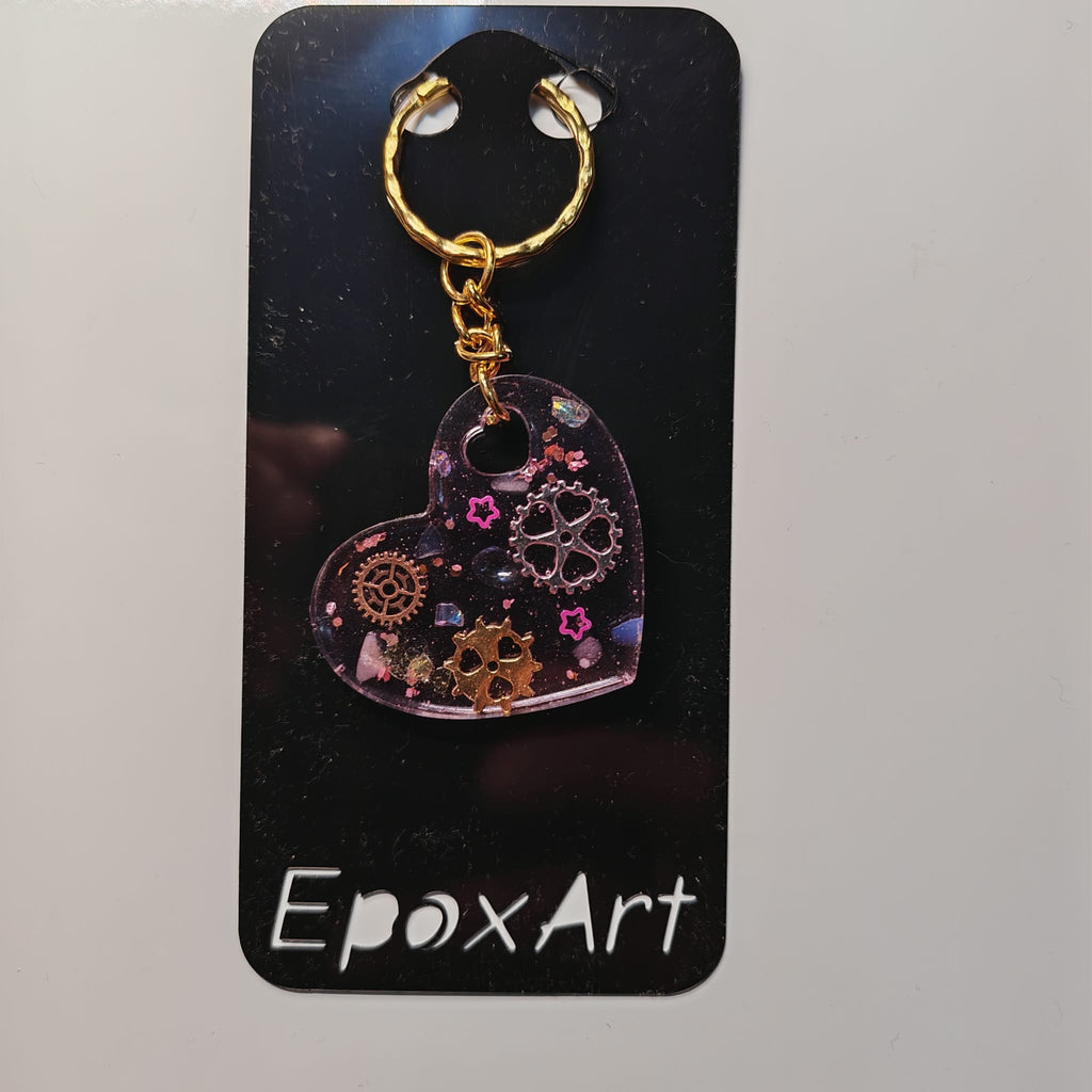 💜 Porta chaves Coração com Engrenagens em Resina  - 5,50 € - PORTES GRÁTIS