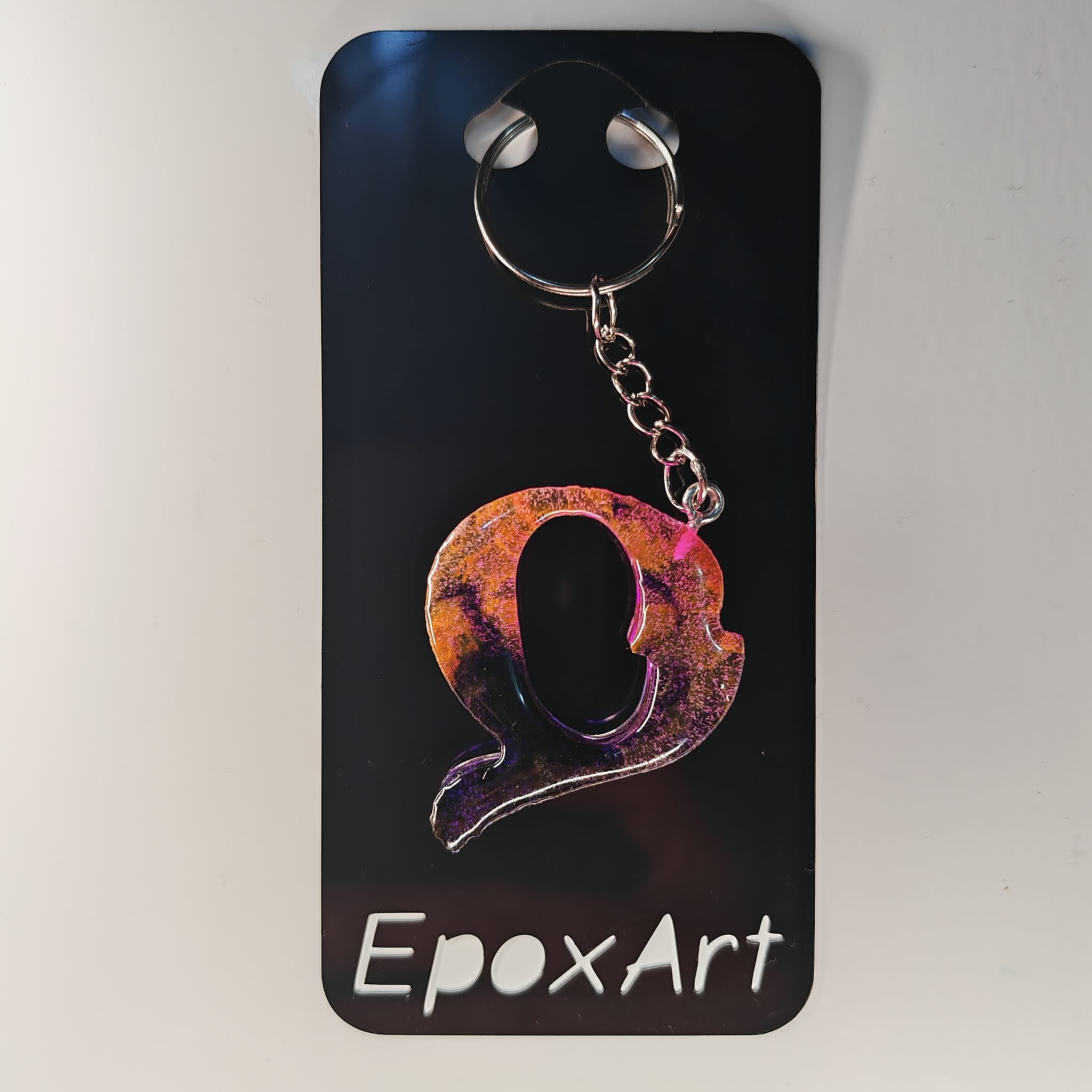 Porta-chaves Letra Q – Rosa & Roxo Marmoreado com Brilho - 5,00 € - PORTES GRÁTIS