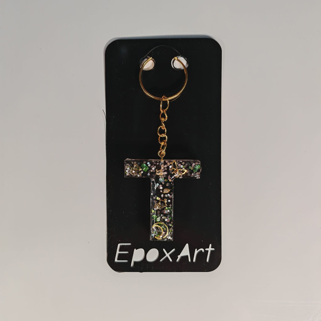 ✨ Porta chaves Letra T em Resina com Glitter e Detalhes Decorativos - 5,00 € - PORTES GRÁTIS