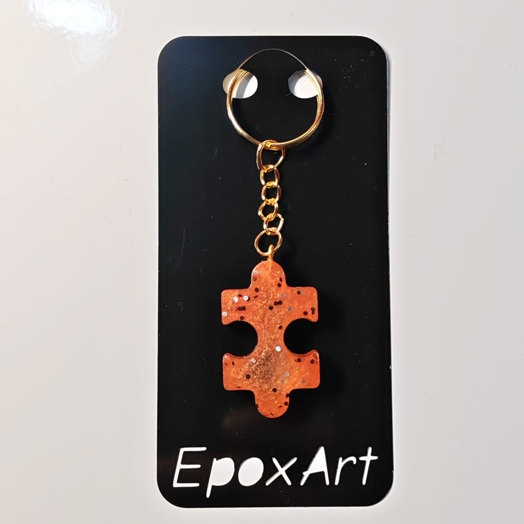 🧩 Porta chaves Peça Puzzle em Resina com Glitter — 4,00 € — PORTES GRÁTIS